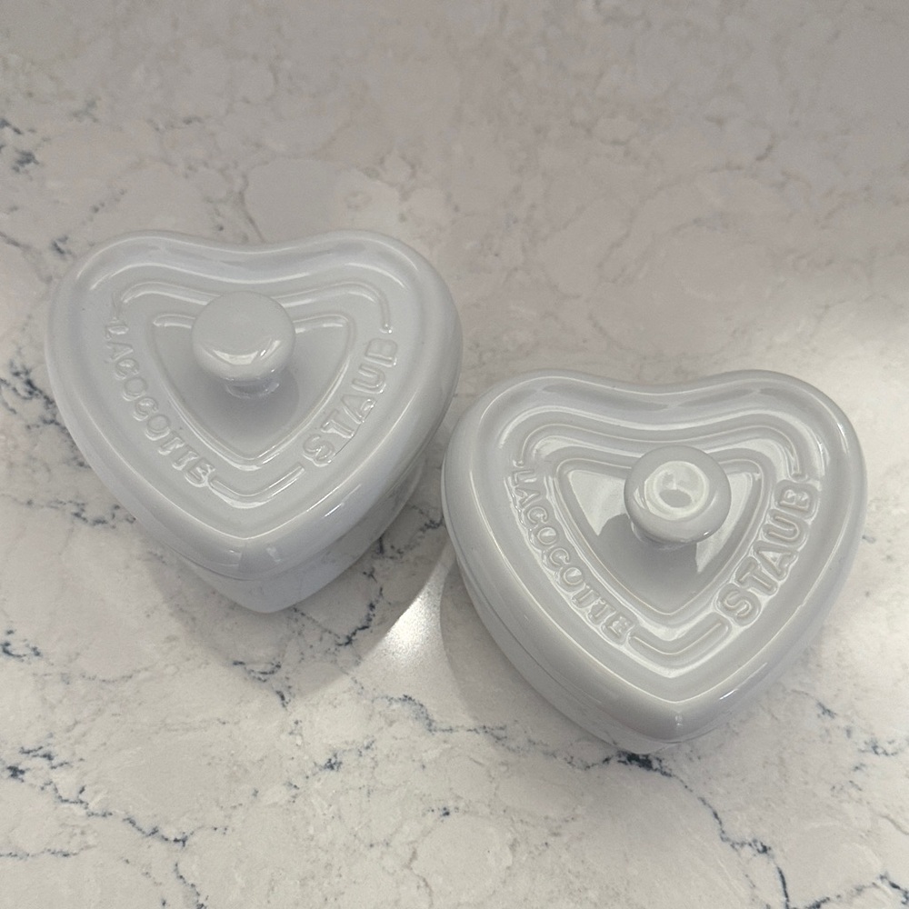 Staub Heart-Shaped Mini Cocottes in White